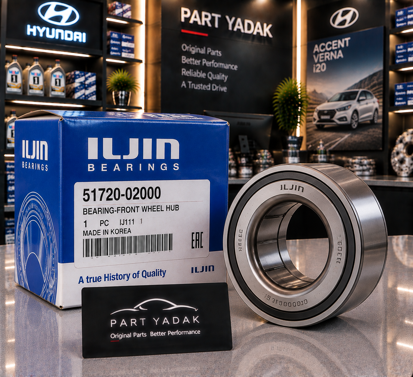 بلبرینگ چرخ جلو هیوندای – کد فنی 51720‑02000 – مناسب اکسنت، ورنا و آی20