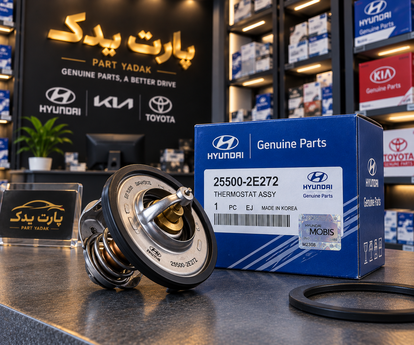 ترموستات هیوندای سوناتا LF و سوناتا هیبرید – اورجینال GENIUNE – کد فنی 255002E272